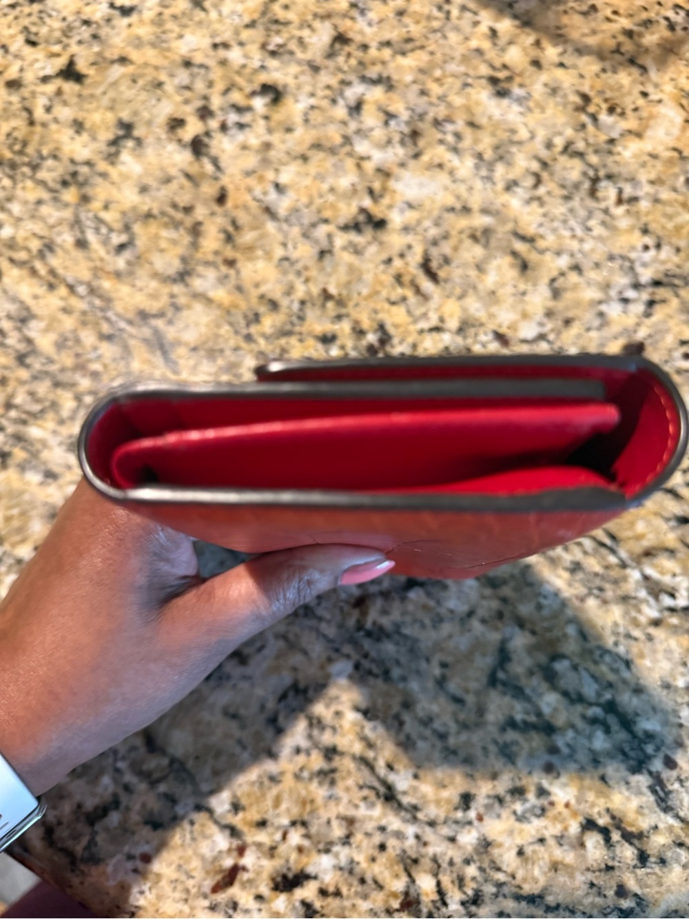 AUTHENTIC MCM Croc-Embossed Red-Orange Leather Wallet - Picture 13 of 13